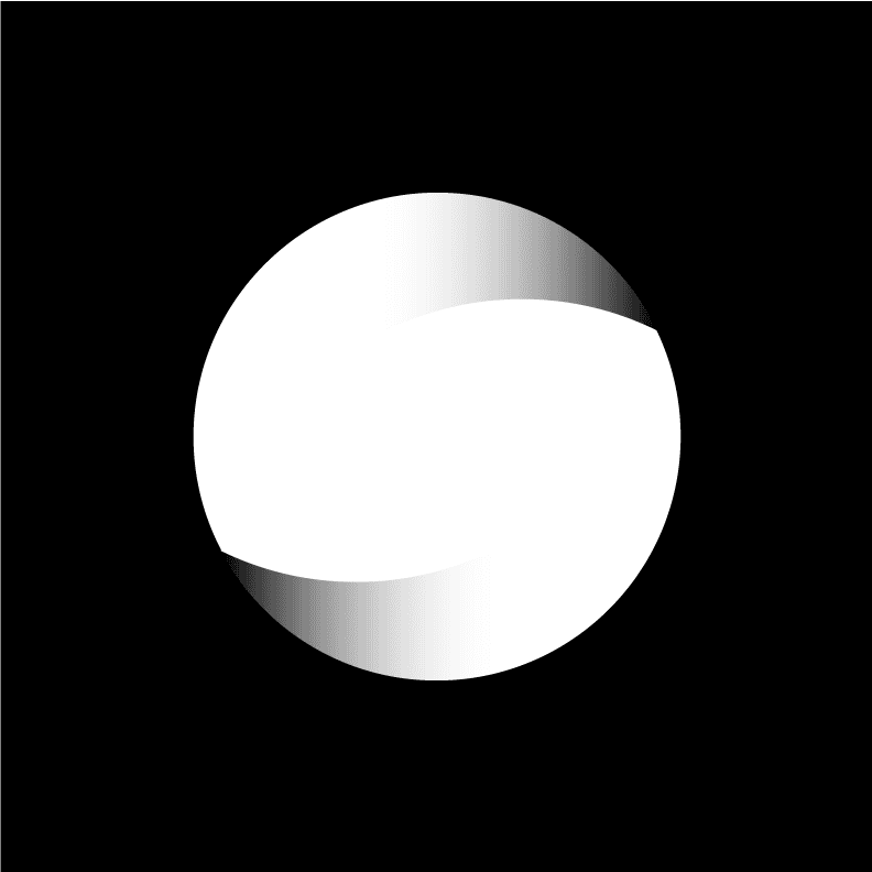 The image features a black and white abstract design, displaying a circular shape with a smooth gradient transition from light to dark, creating a striking contrast and modern aesthetic.