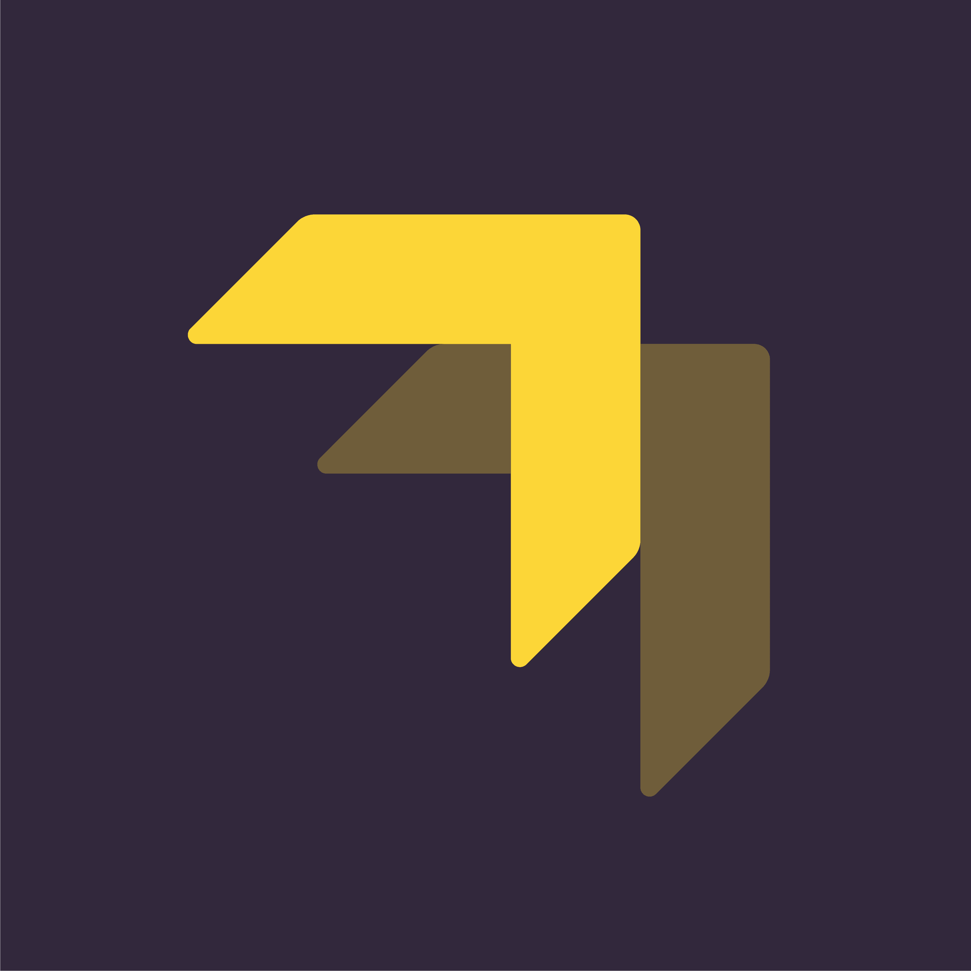 A yellow, stylized arrows logo against a dark purple background, conveying concepts of direction and progress.